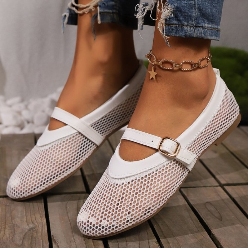Sandals - รองเท้าแตะผู้หญิงแบบสวม ระบายอากาศได้ดี ดีไซน์หัวเข็มขัด พื้นยางนุ่มสบาย ลดราคาสุดฮอตประจำฤดูร้อน