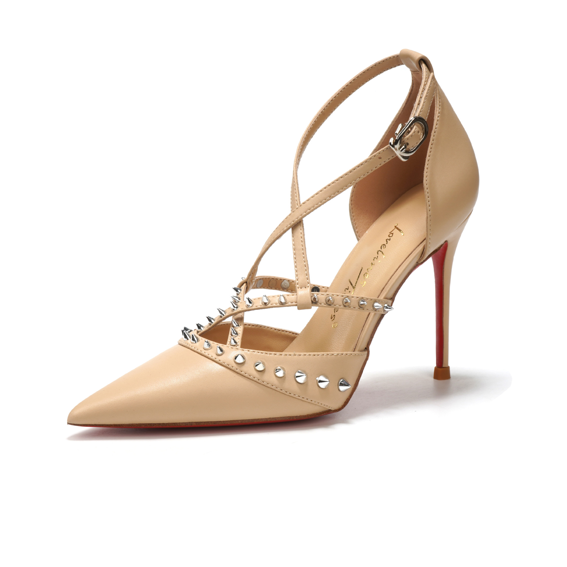 Sandals - Retro รองเท้าผู้หญิงรองเท้าแตะ Stiletto รองเท้าส้นสูงหญิง Beige Original