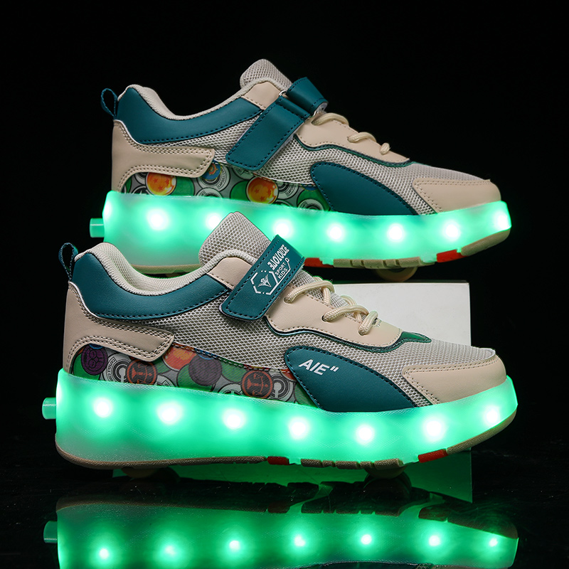 Running Shoes - รองเท้าสเก็ตล้อเลื่อนสำหรับเด็ก 4 ล้อ มีไฟ LED แบบพับเก็บได้