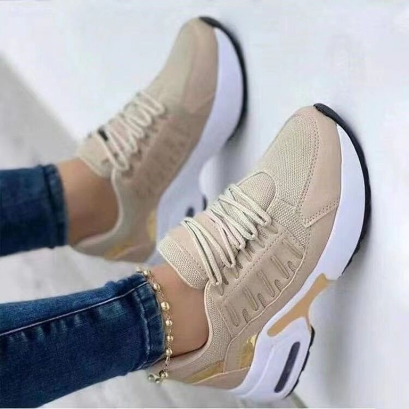 Breathable Mesh Athletic Shoes - รองเท้าผ้าใบแฟชั่นผู้หญิง พื้นรองเท้าแบบมี Air Cushion ระบายอากาศได้ดี เหมาะสำหรับเดิน