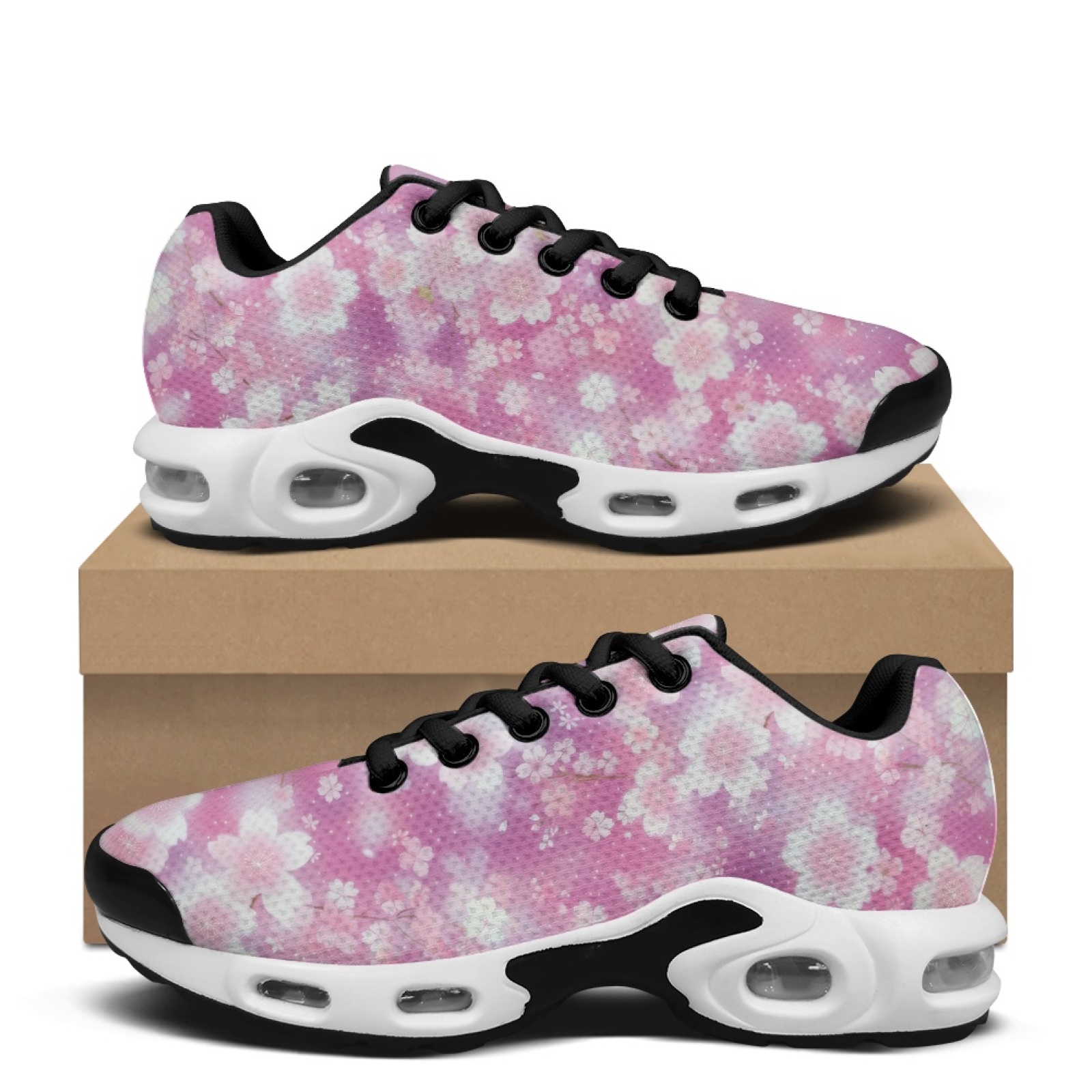 Air Cushion Jogger Shoes Men - รองเท้าผ้าใบกีฬา PENSTROLL ลายดอกไม้สีชมพู พื้นรองเท้าแบบ Air Cushion