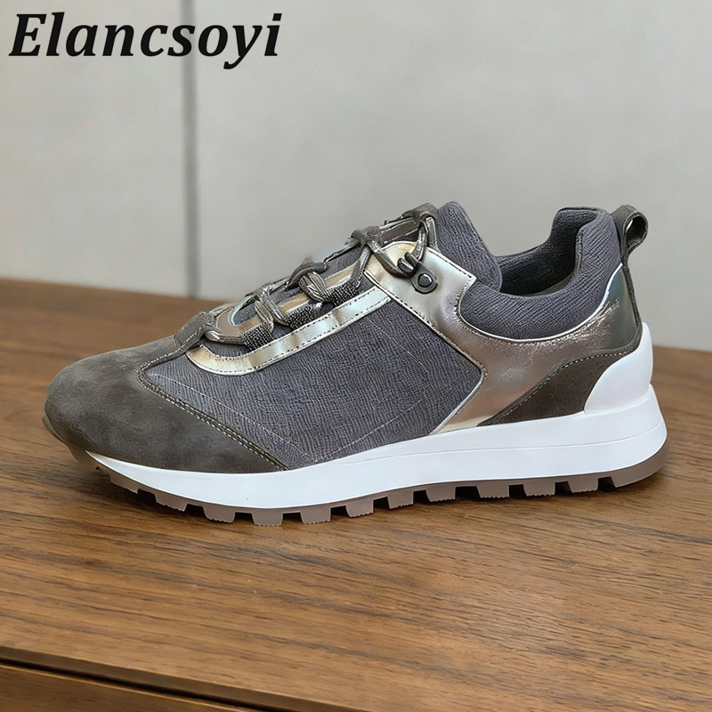รองเท้าผ้าใบผู้หญิงแบบผูกเชือก - Knit Fabric Lace Up Sneakers บทวิจารณ์และราคา