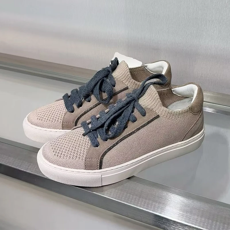 ผู้หญิงถักรองเท้าผ้าใบBreathab - Knit Fabric Lace Up Sneakers บทวิจารณ์และราคา