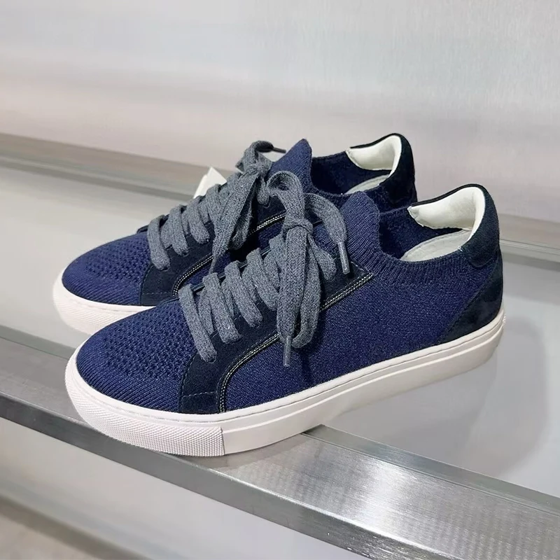 ผู้หญิงถักรองเท้าผ้าใบBreathab - Knit Fabric Lace Up Sneakers บทวิจารณ์และราคา